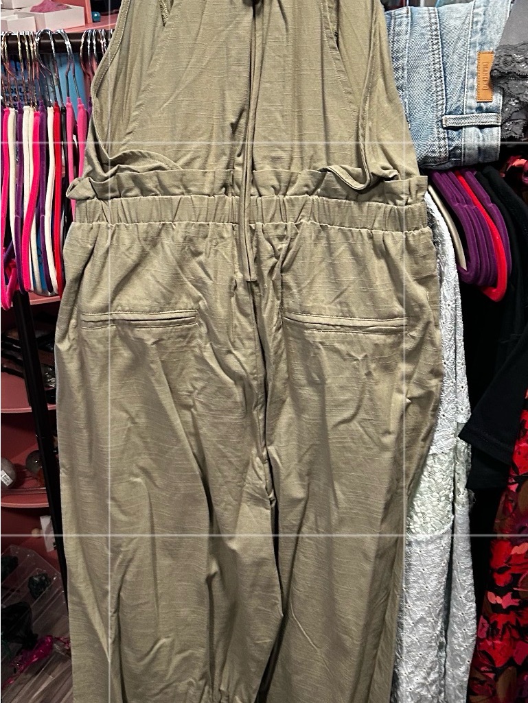Source Unknown Olive Utility Jumpsuit With Drawstring Waist